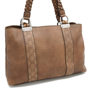 Gucci shoulder tote bag Bamboo bar leather brown